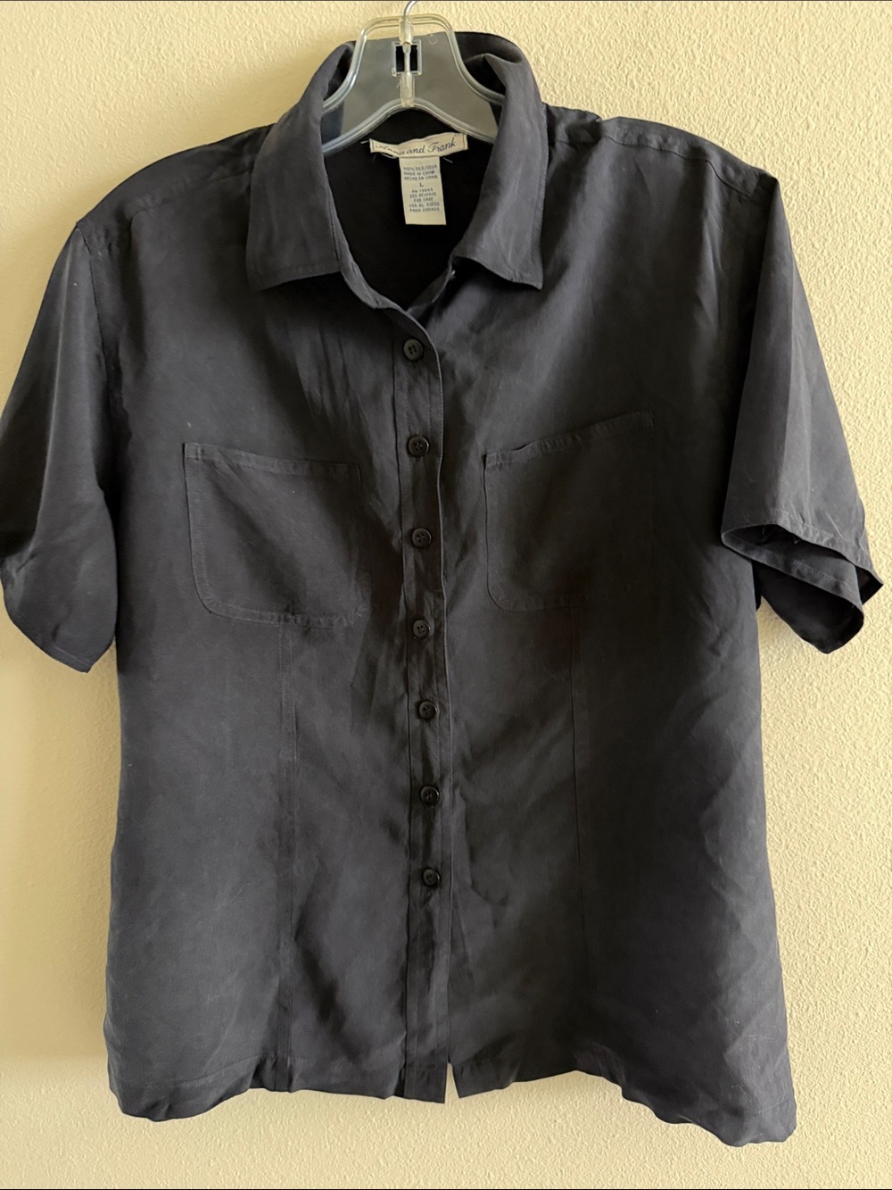 Anna And Frank Black Silk Button-Up Shirt - Picture 4 of 8